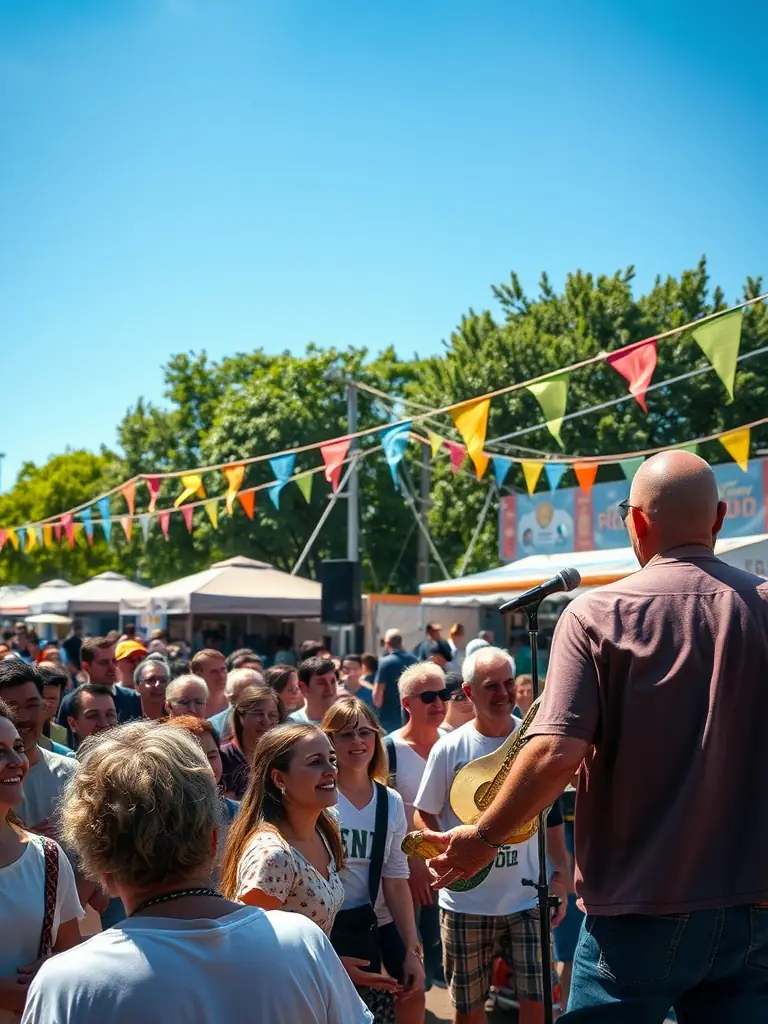 A photograph of the FAITS DIVERS musical group, managed by KERO'SCENES, performing at a local festival, highlighting their unique sound and contribution to the local music scene.